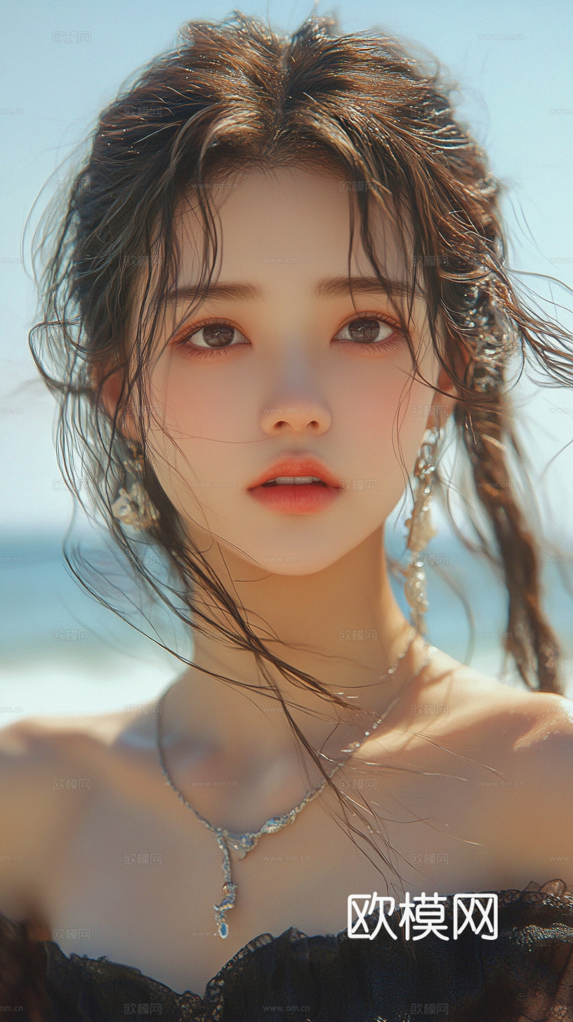 美女人物肖像挂画装饰画下载（渲染图1）