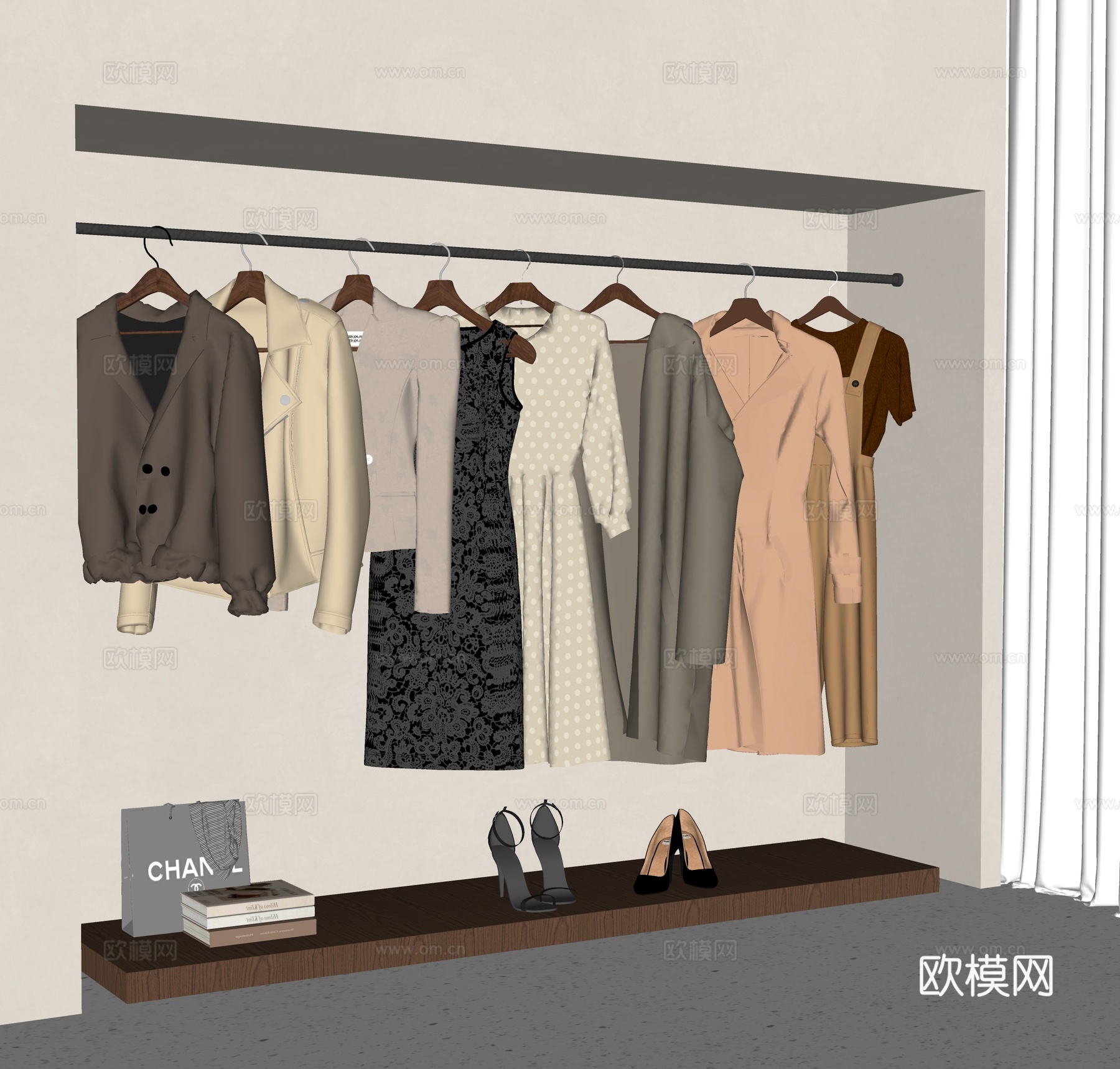 现代衣服女装su模型
