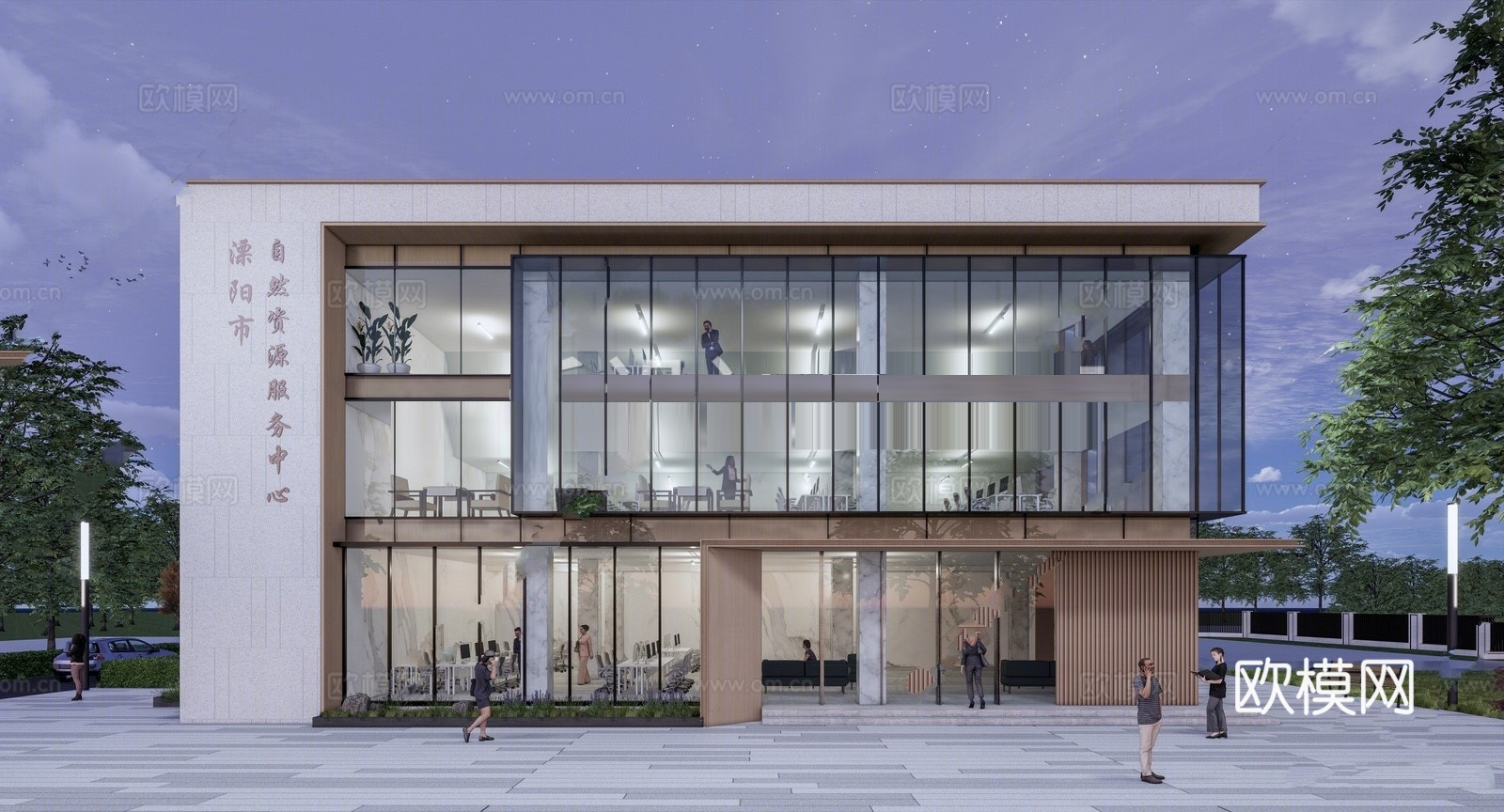 现代公共建筑 办公展示馆 办公楼 平顶su模型