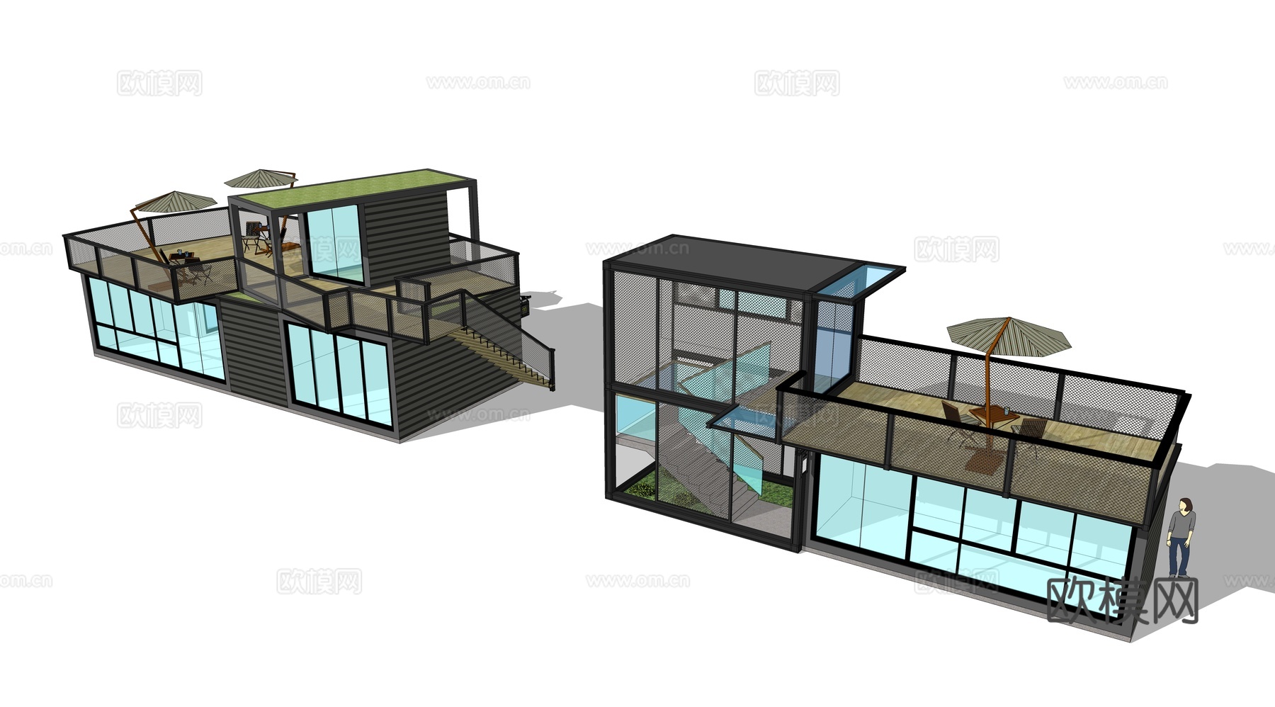集装箱建筑 集装箱休息驿站 临时建筑su模型