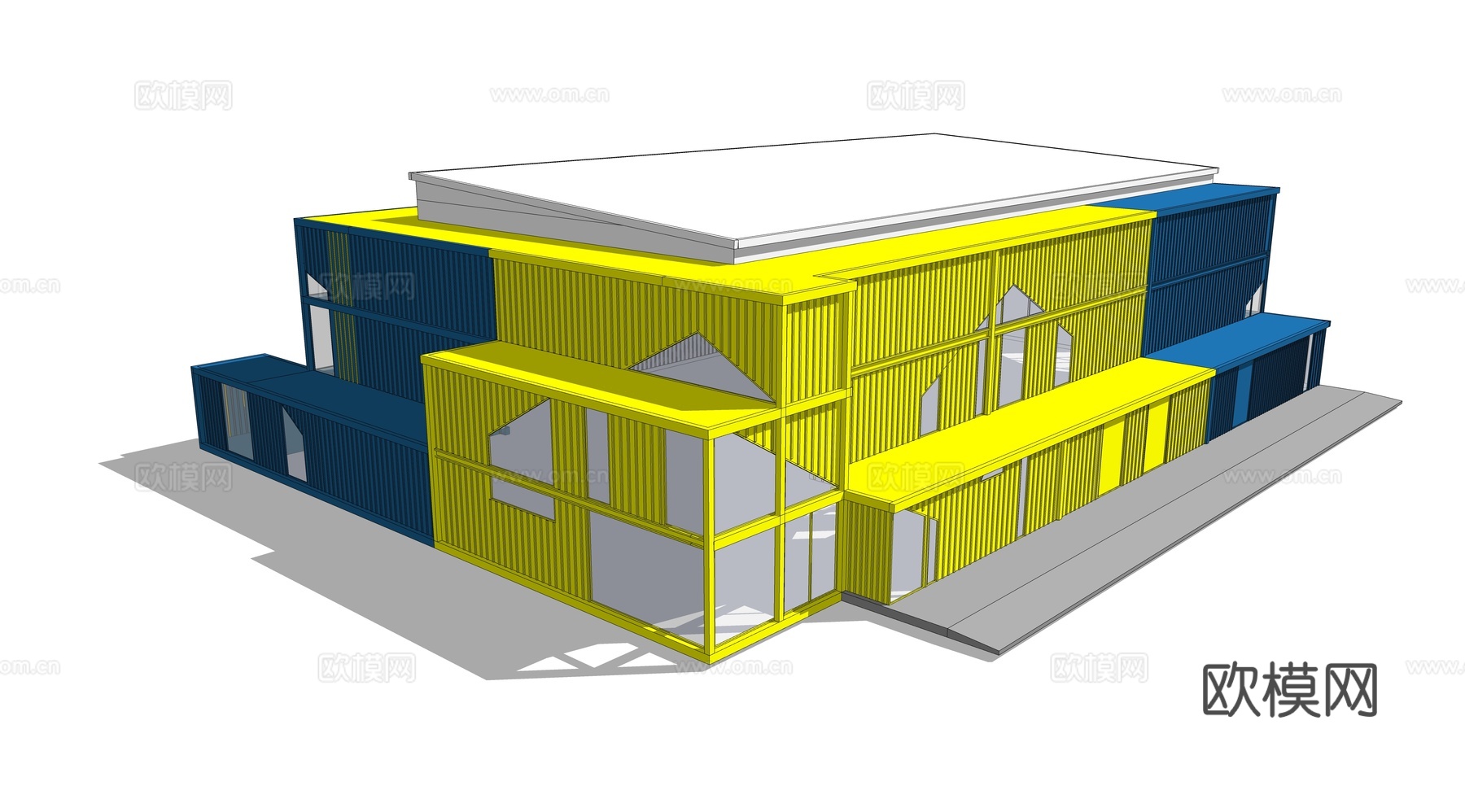 集装箱建筑 集装箱休息驿站 临时建筑su模型
