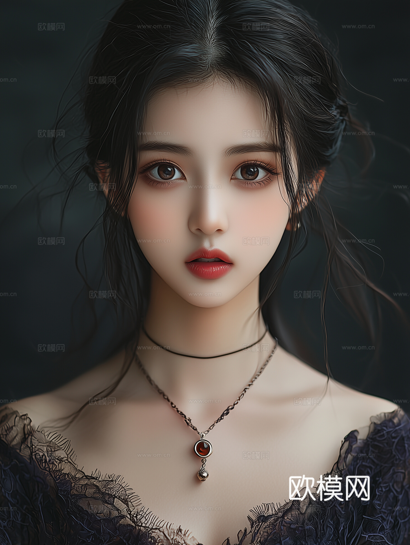 美女人物肖像挂画装饰画下载（渲染图8）