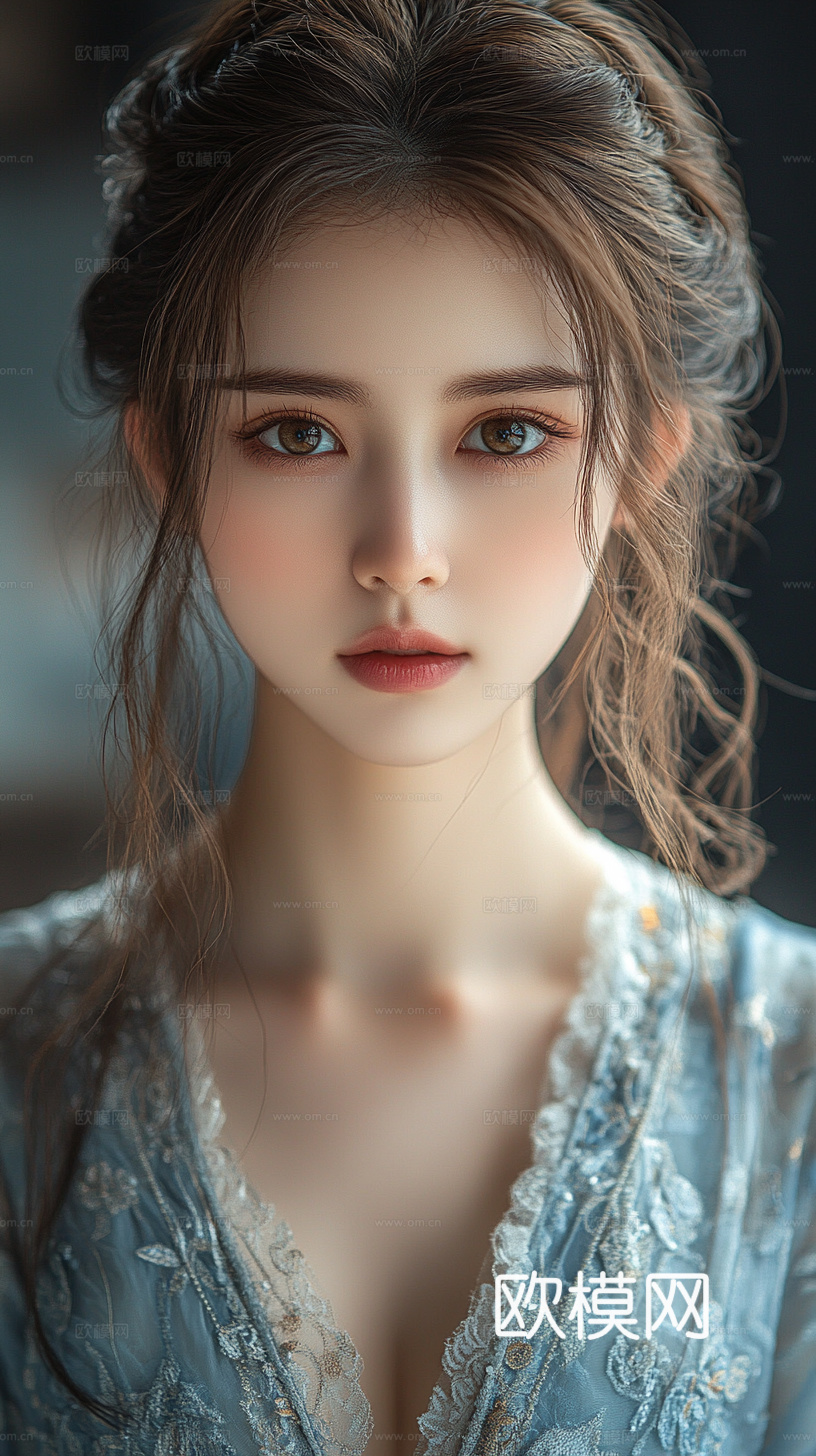 美女人物肖像挂画装饰画下载（渲染图4）