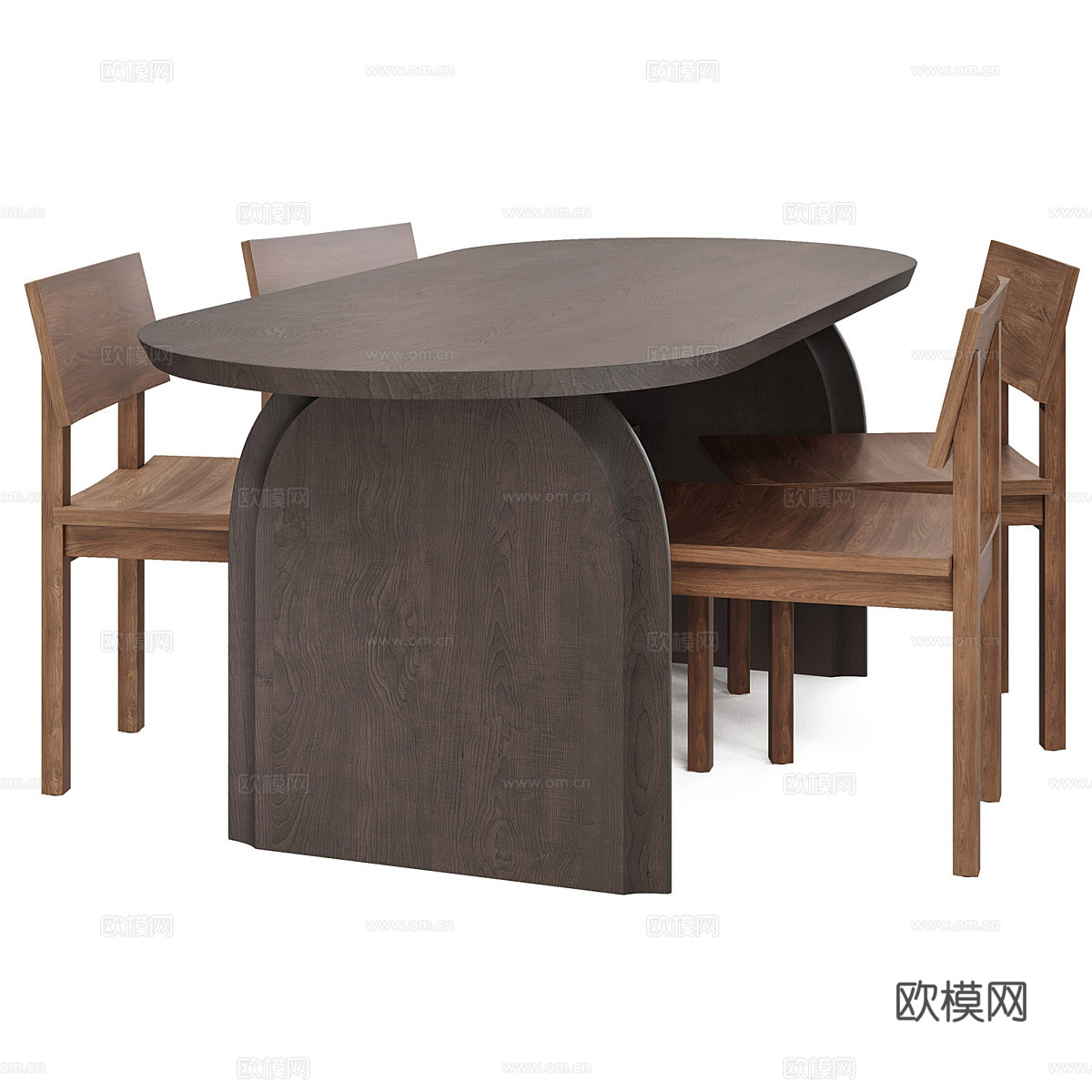 新中式实木餐桌椅3d模型