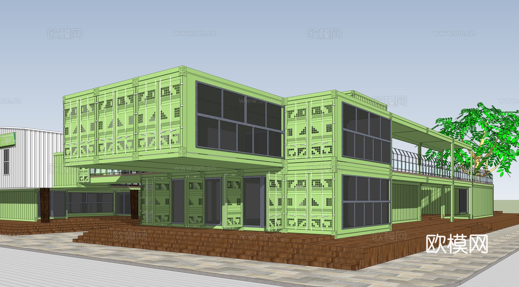 集装箱建筑 临时建筑 集装箱活动场地 集装箱办公楼su模型