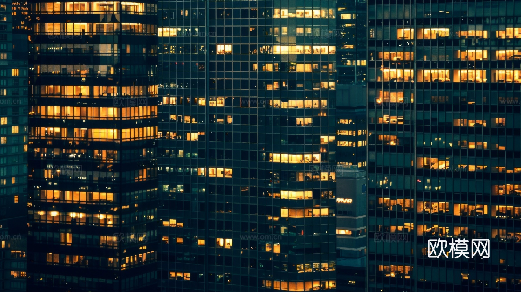 夜晚窗景建筑外立面玻璃幕墙下载（渲染图7）