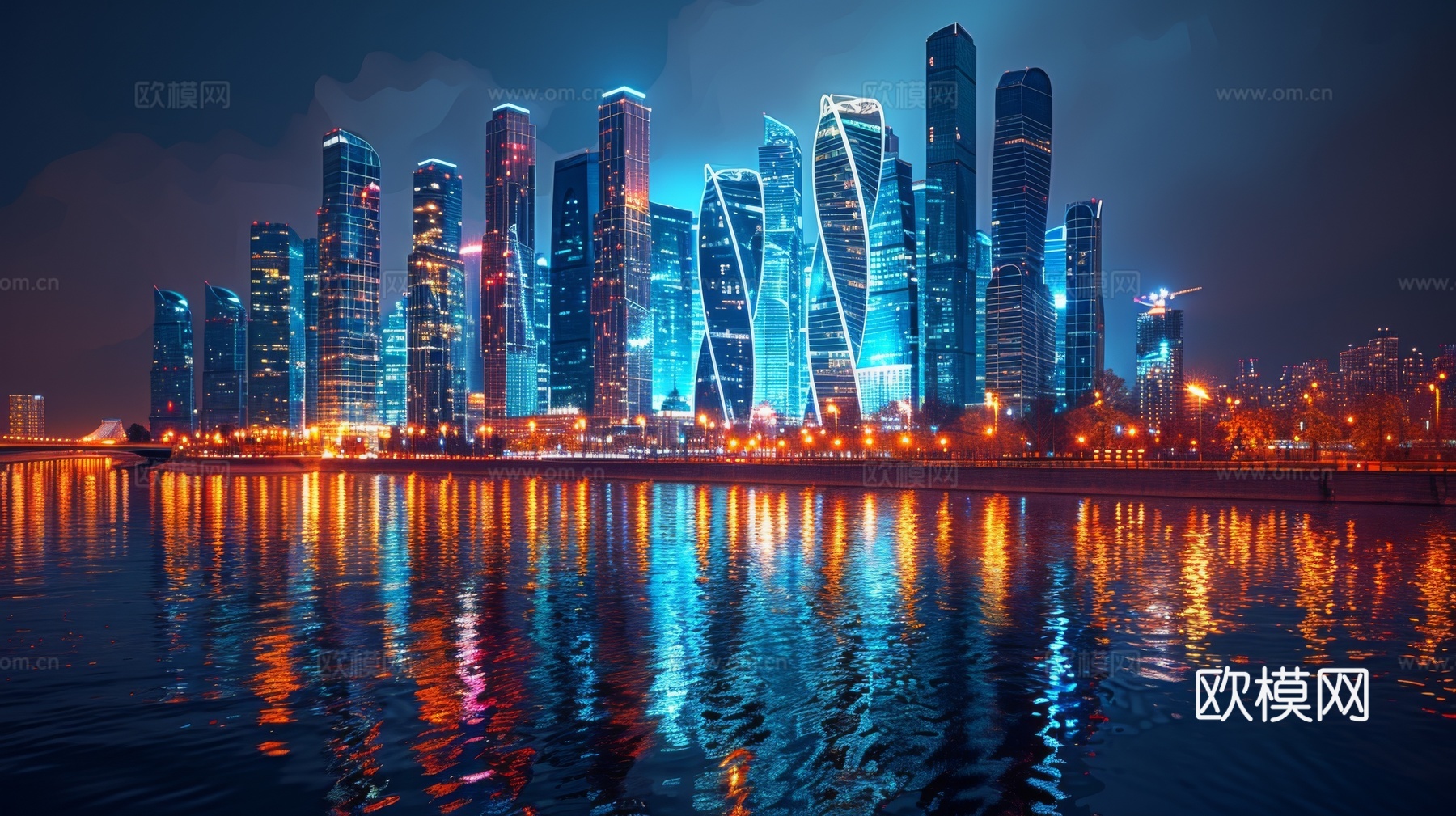 傍晚城市建筑都市风景下载（渲染图2）