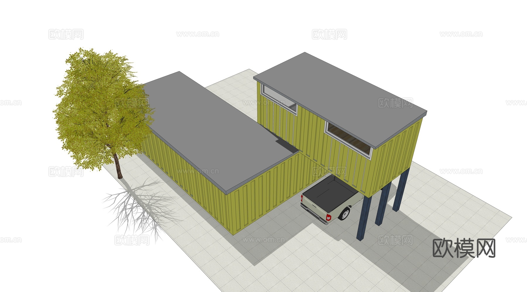 集装箱建筑 集装箱休息驿站 临时建筑su模型