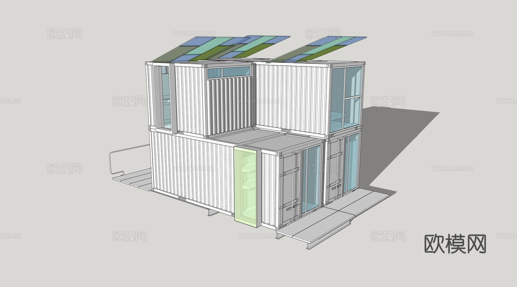 集装箱建筑 集装箱休息驿站 临时建筑su模型