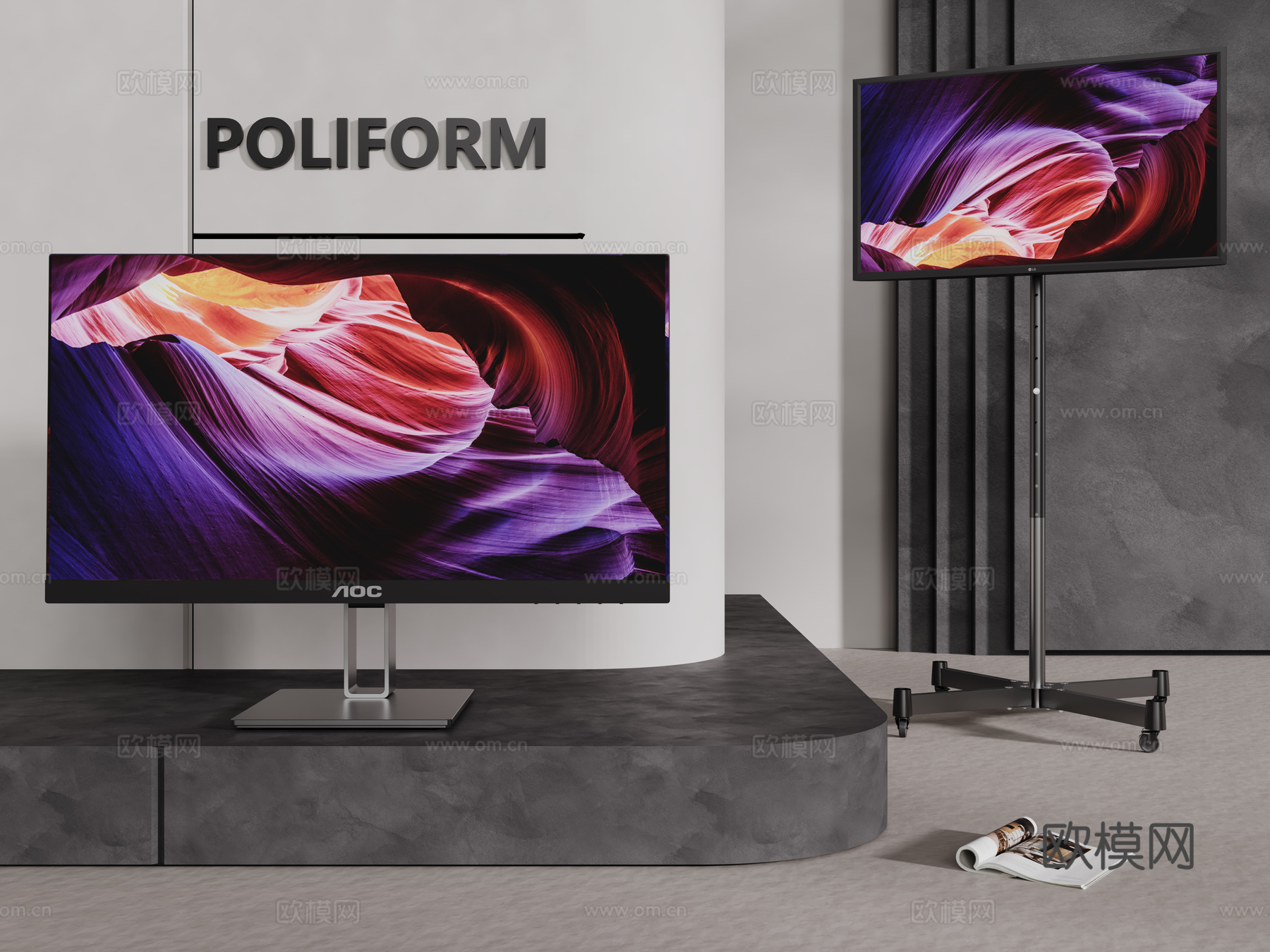 现代液晶电视 支架电视 移动电视 挂壁电视 落地电视3d模型