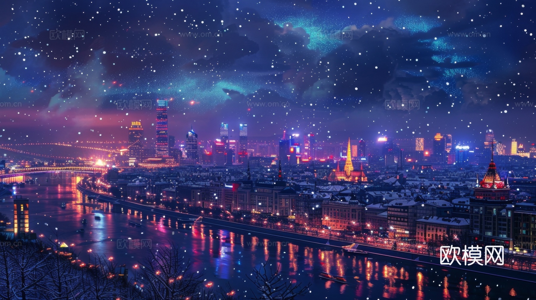 傍晚城市建筑都市风景