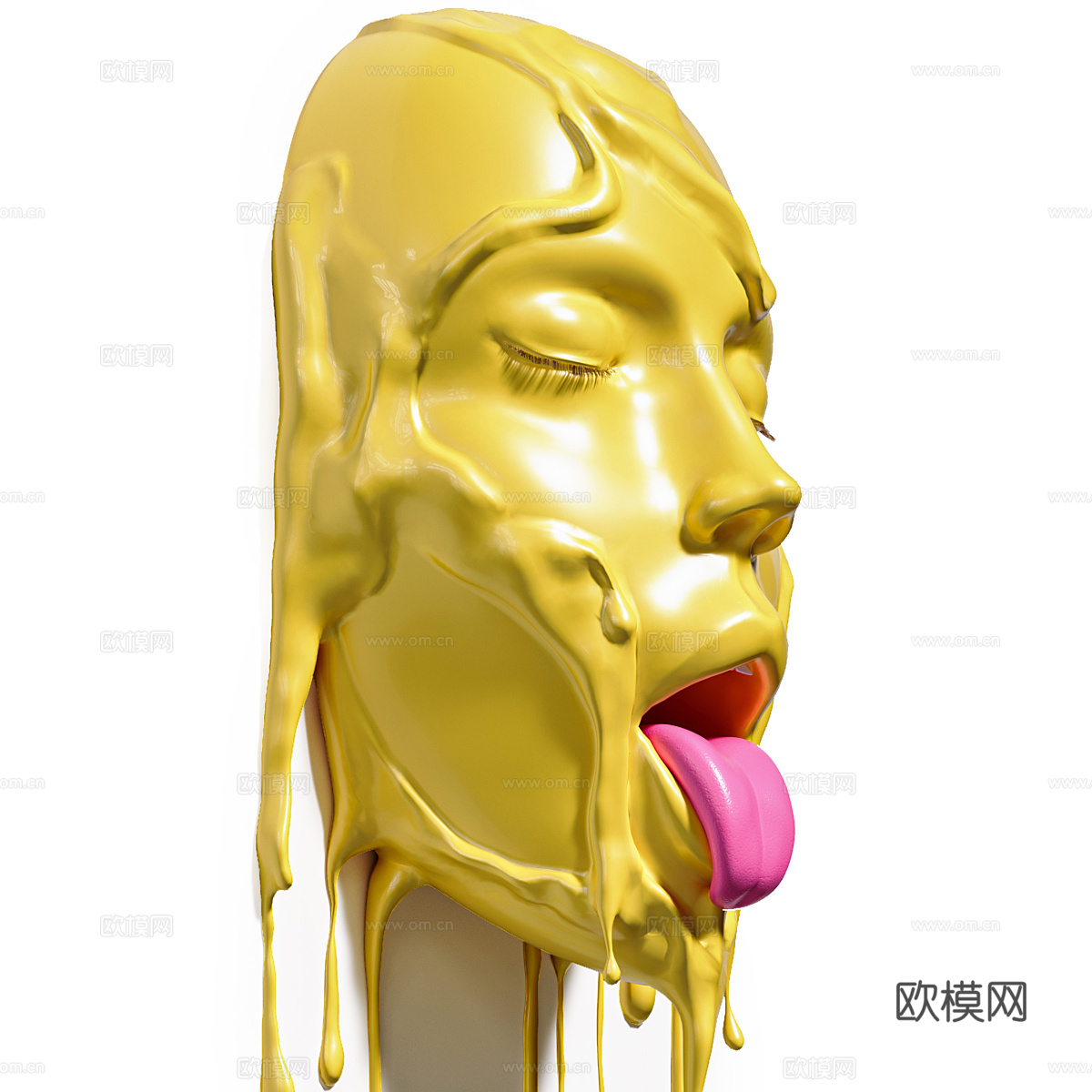 现代意式极简面部艺术雕塑3d模型