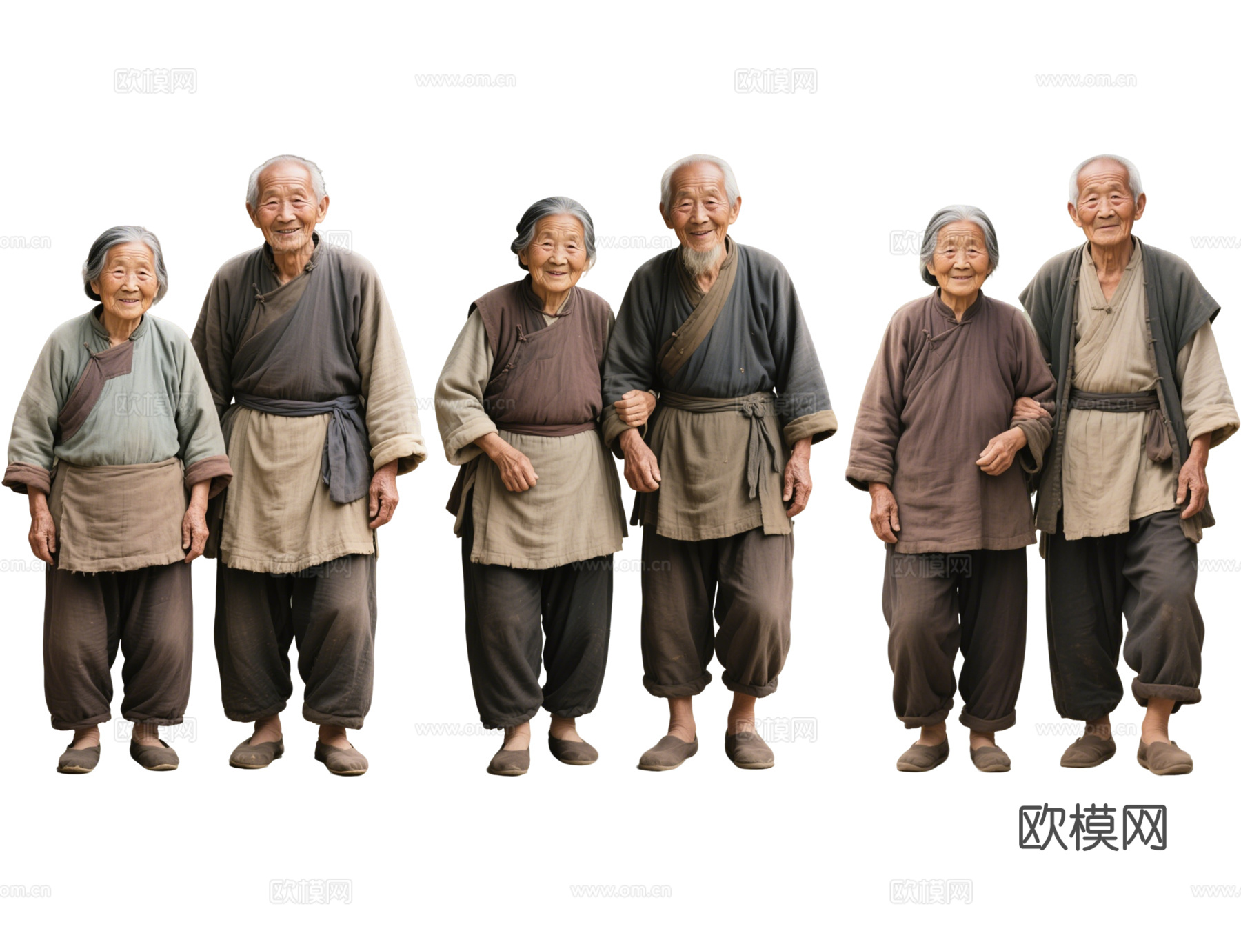 PS免抠古代百姓 古代老夫妻 老人老妪 贫苦百姓 影视剧角色