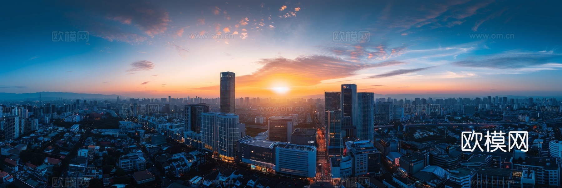 傍晚城市建筑都市风景