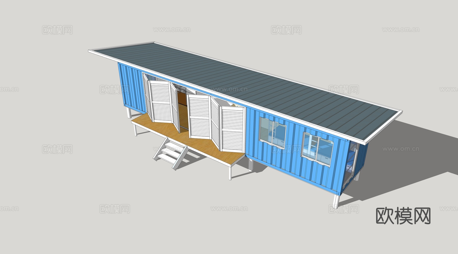 集装箱建筑 集装箱休息驿站 临时建筑su模型