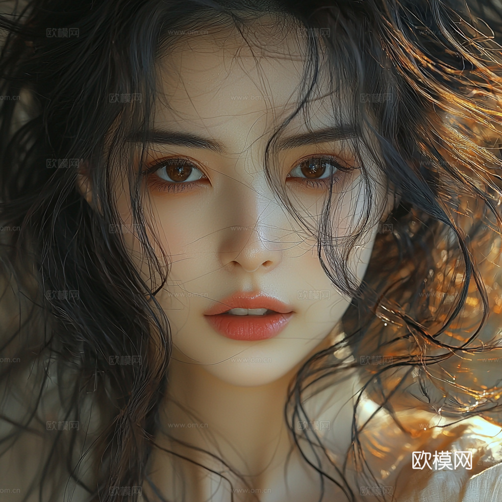 美女人物肖像挂画装饰画下载（渲染图1）