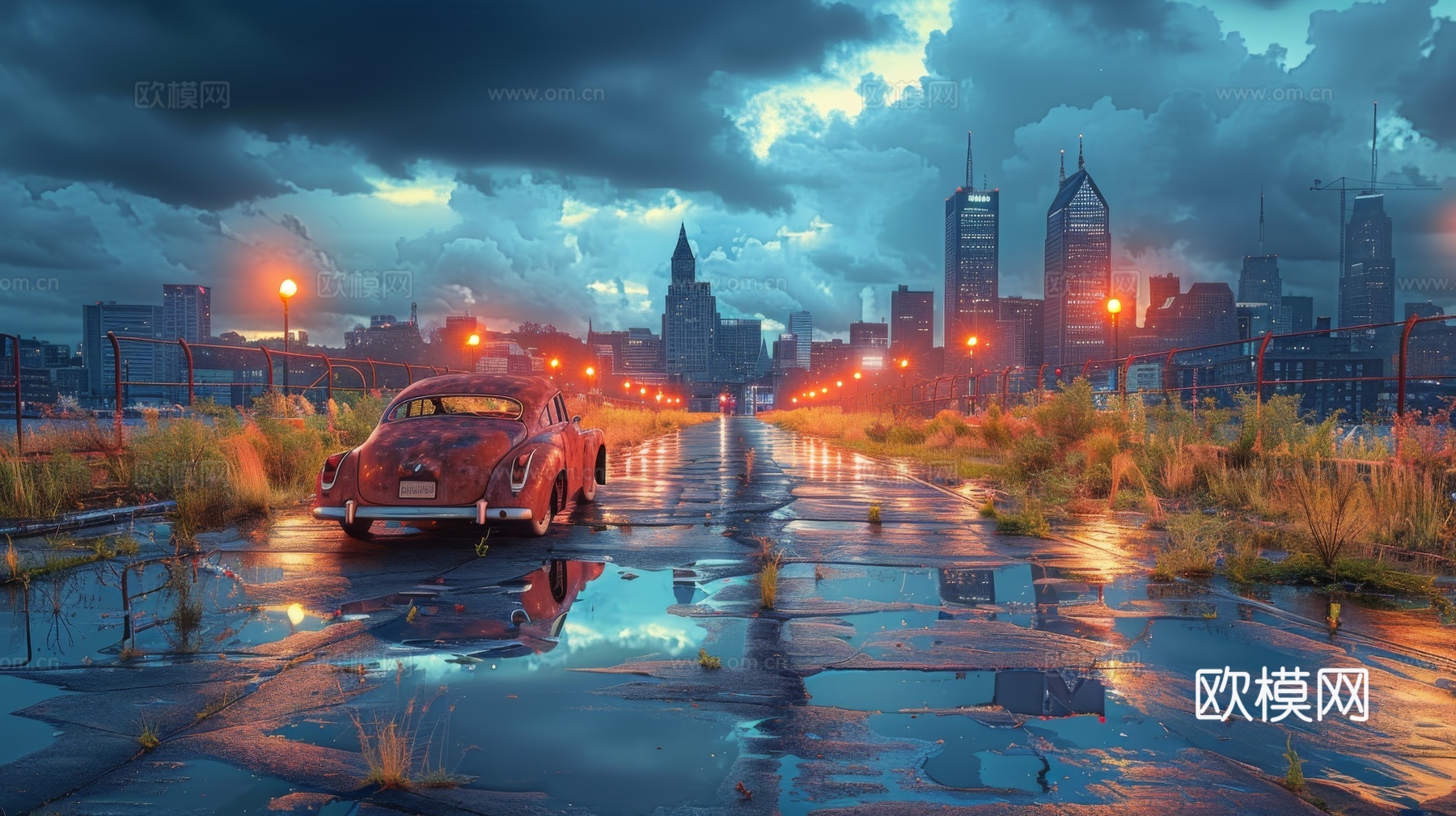 傍晚城市建筑都市风景下载（渲染图5）