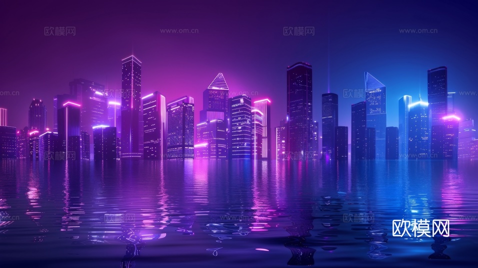 傍晚城市建筑都市风景下载(渲染图1)