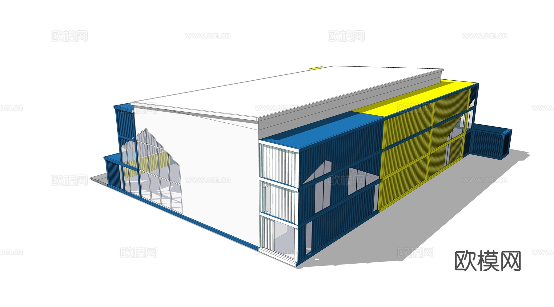 集装箱建筑 集装箱休息驿站 临时建筑su模型