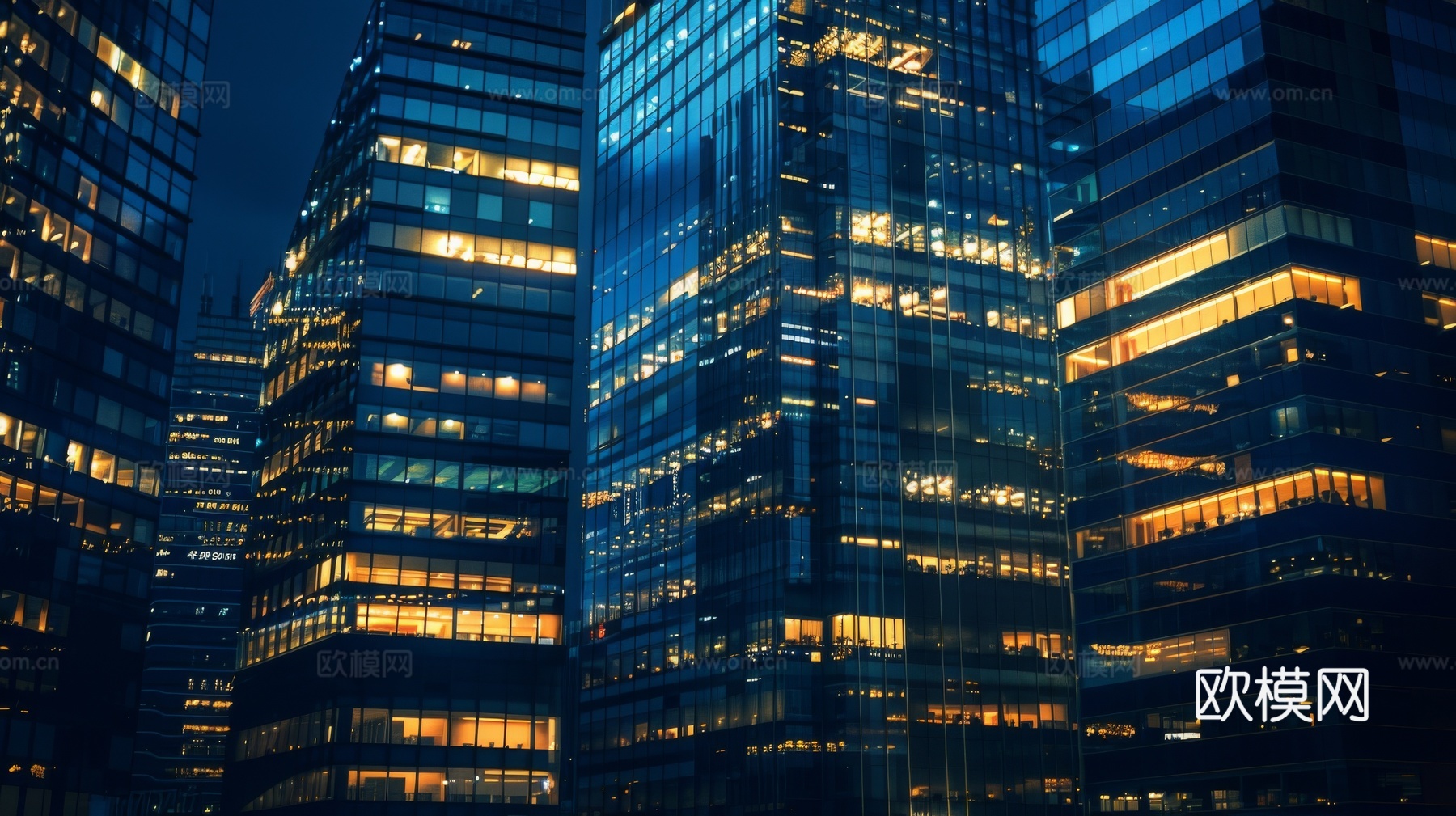 夜晚窗景建筑外立面玻璃幕墙