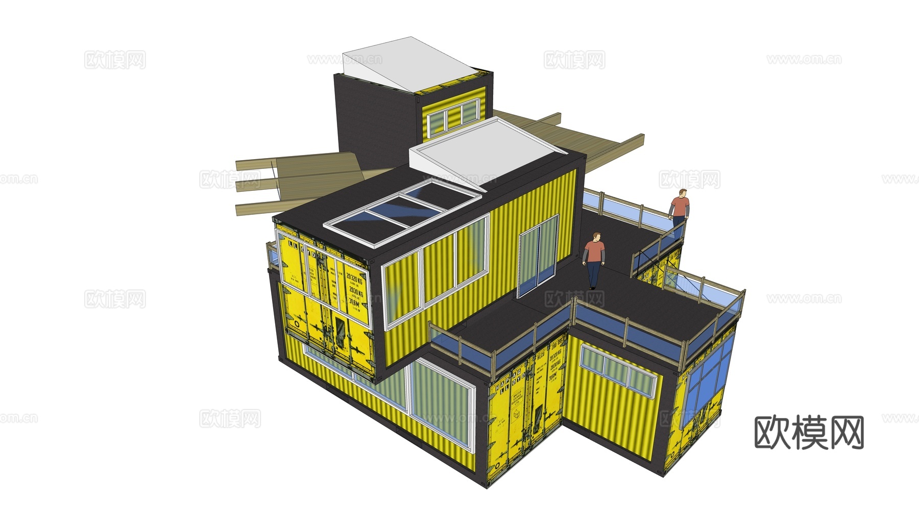 集装箱建筑 集装箱休息驿站 临时建筑su模型