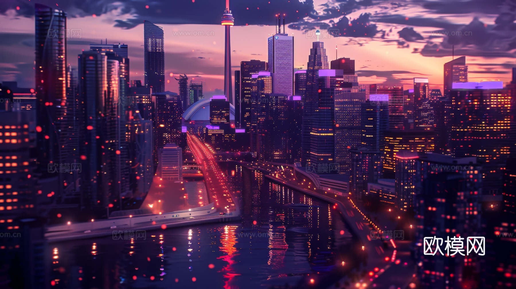 傍晚城市建筑都市风景