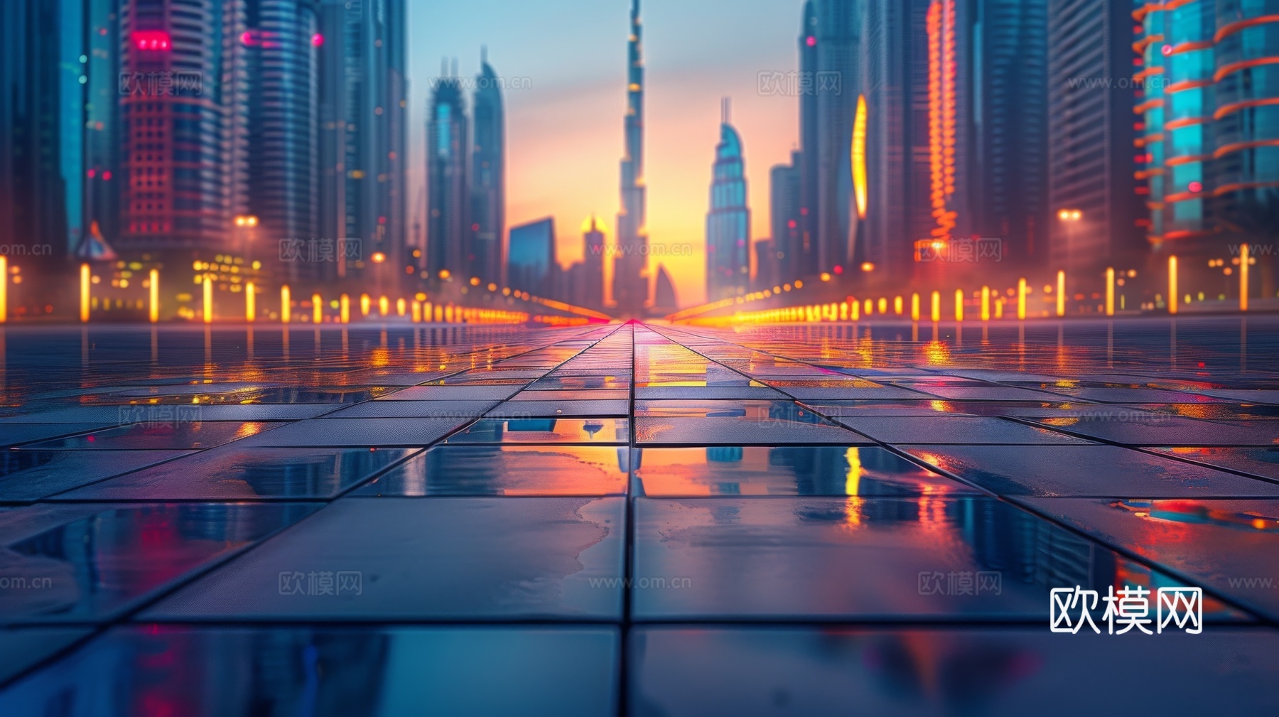 傍晚城市建筑都市风景