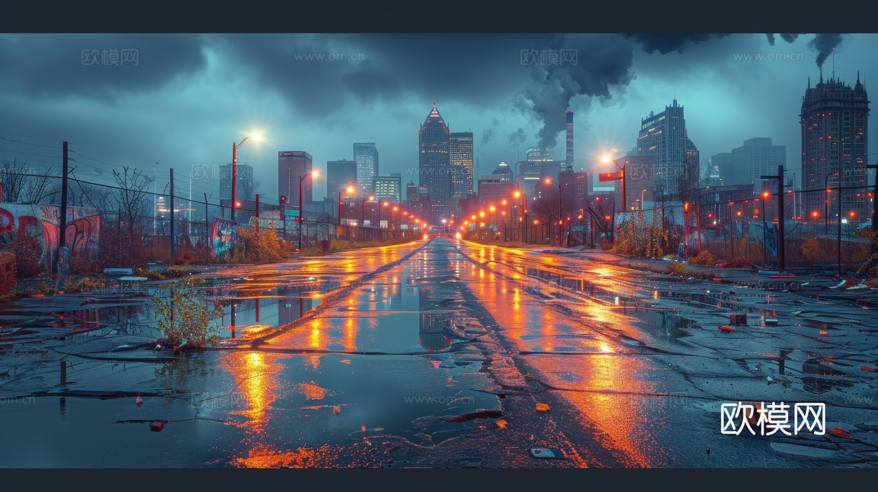 傍晚城市建筑都市风景