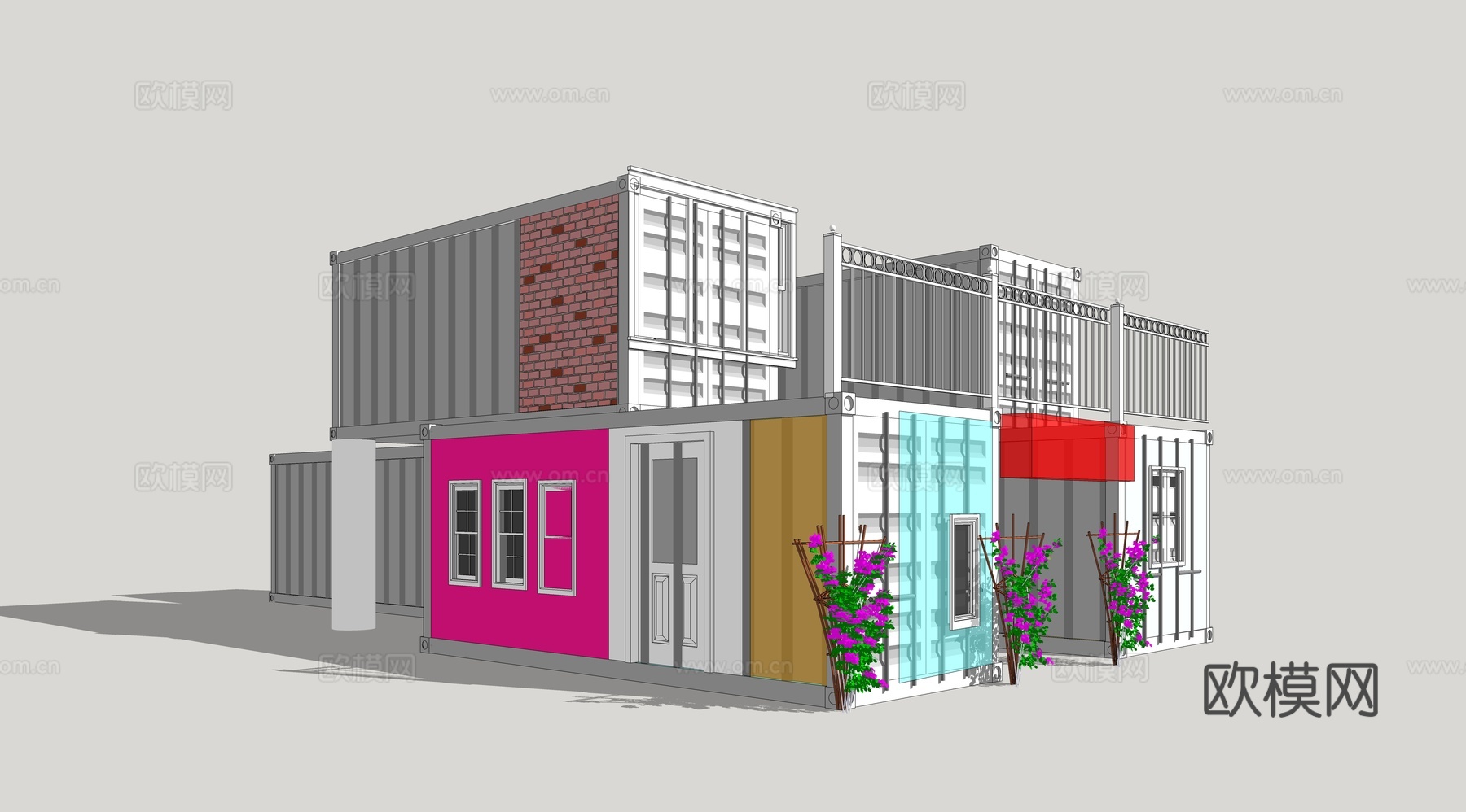 集装箱建筑 集装箱临时建筑su模型
