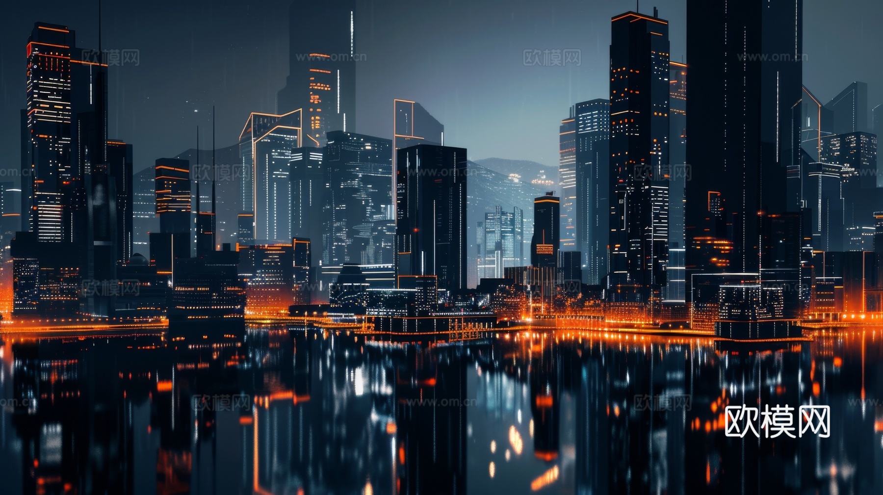 傍晚城市建筑都市风景