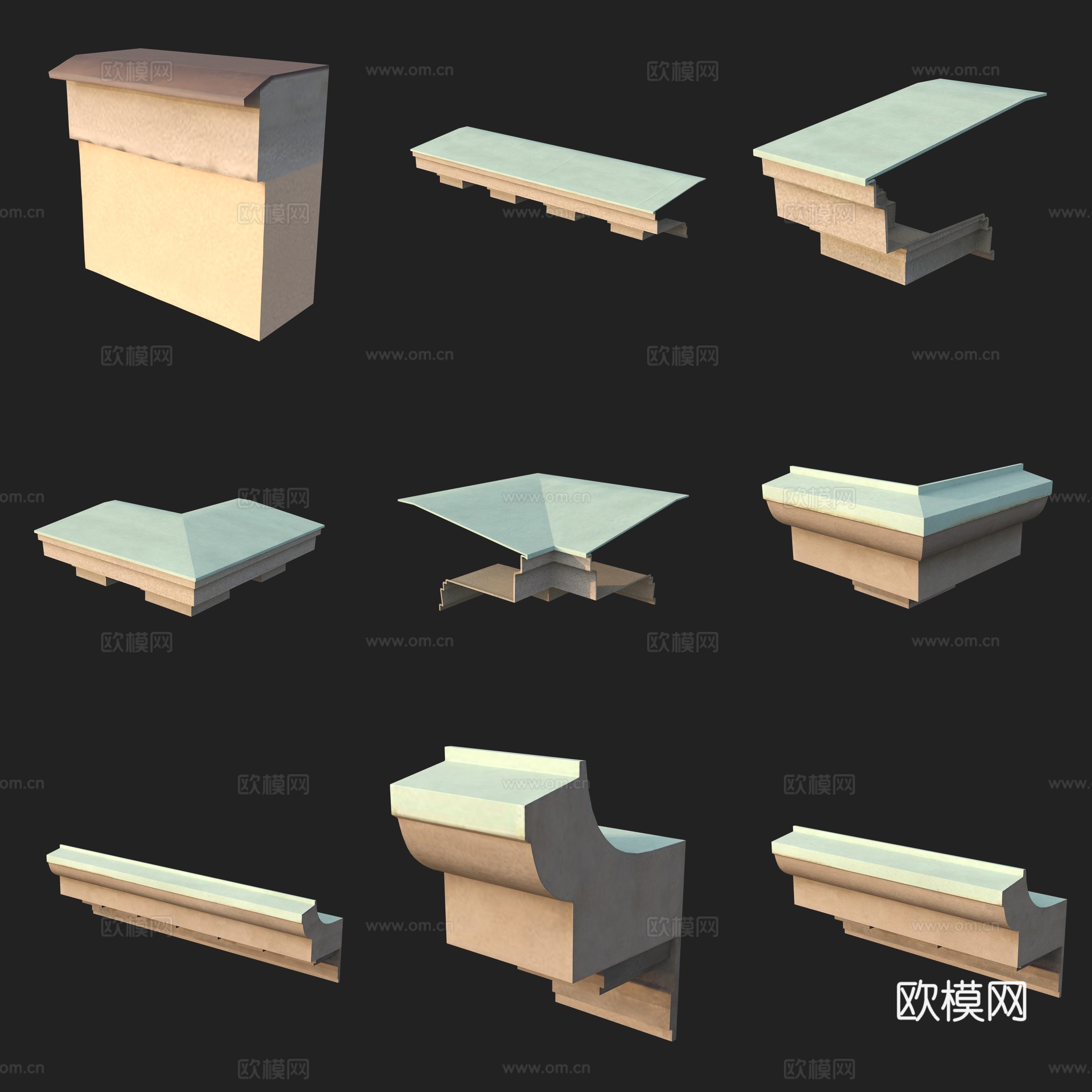 建筑构件转角石膏线3d模型
