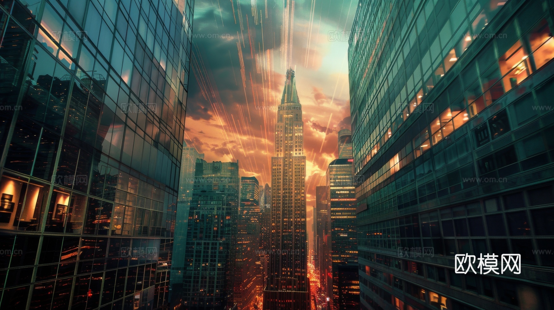 傍晚城市建筑都市风景下载（渲染图2）
