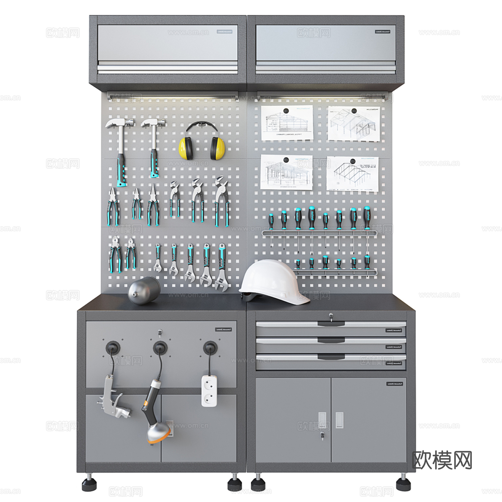 现代五金工具展示柜su模型