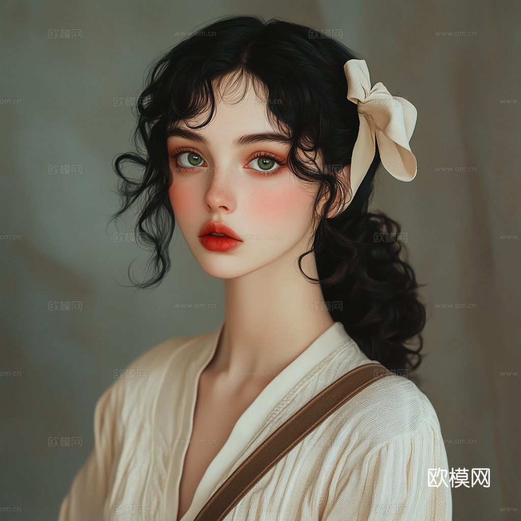 美女人物肖像挂画装饰画下载（渲染图6）