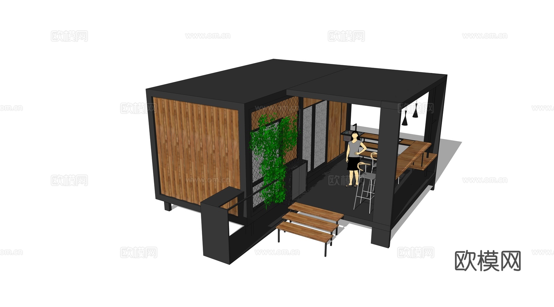 集装箱建筑 集装箱休息驿站 临时建筑su模型