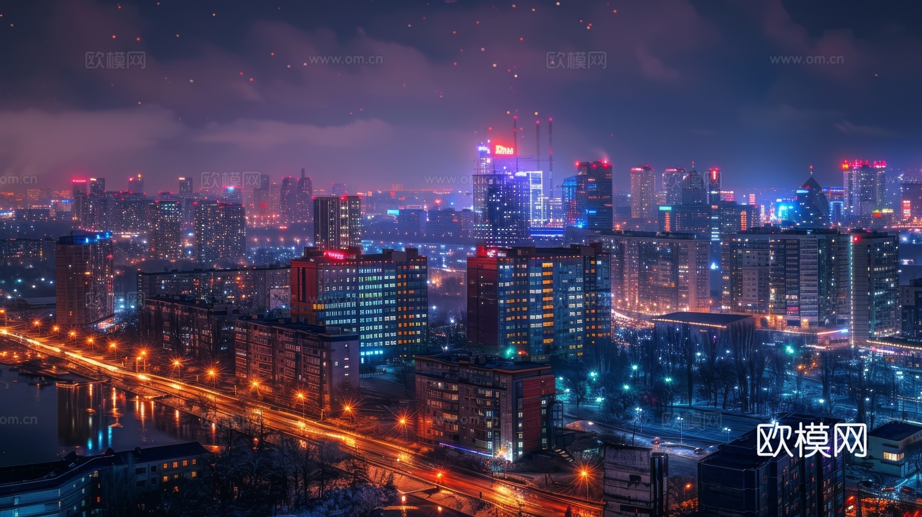 傍晚城市建筑都市风景
