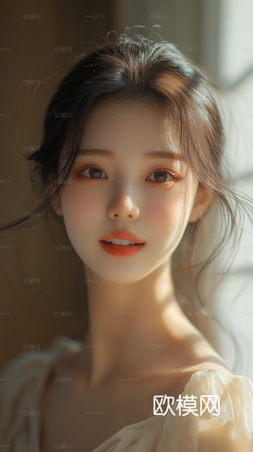 美女人物肖像挂画装饰画下载（渲染图2）