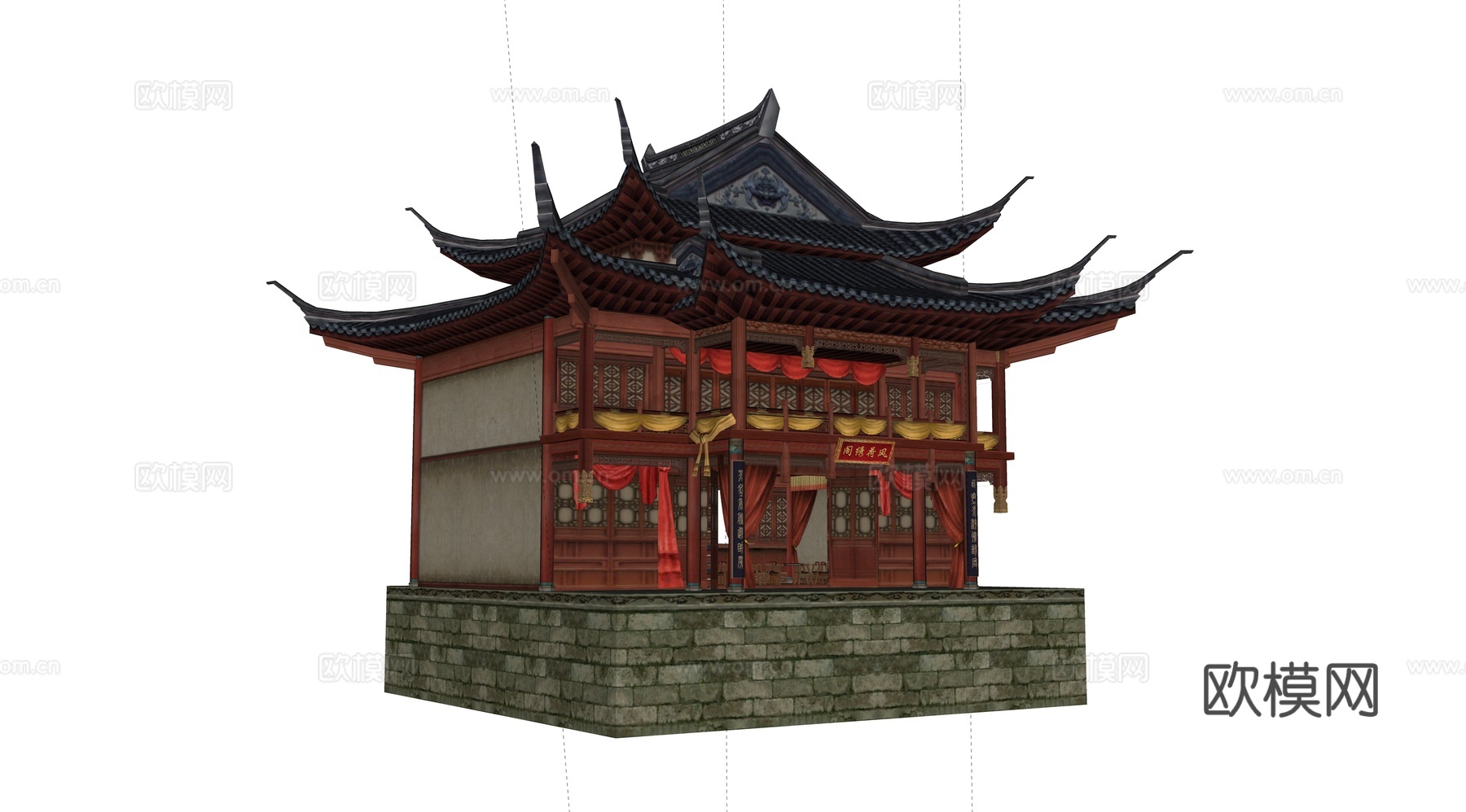 中式古建 古塔su模型