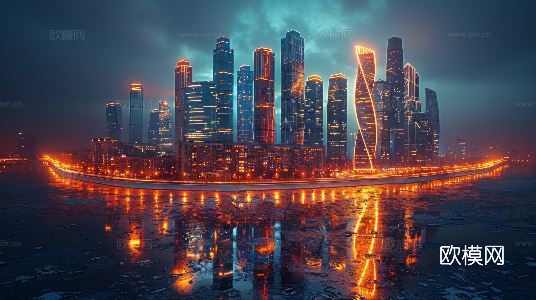 傍晚城市建筑都市风景下载（渲染图5）