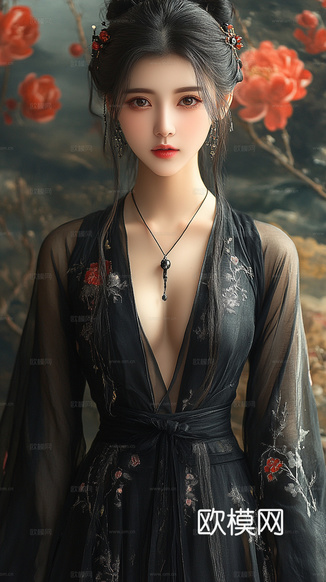 美女人物肖像挂画装饰画下载(渲染图6)