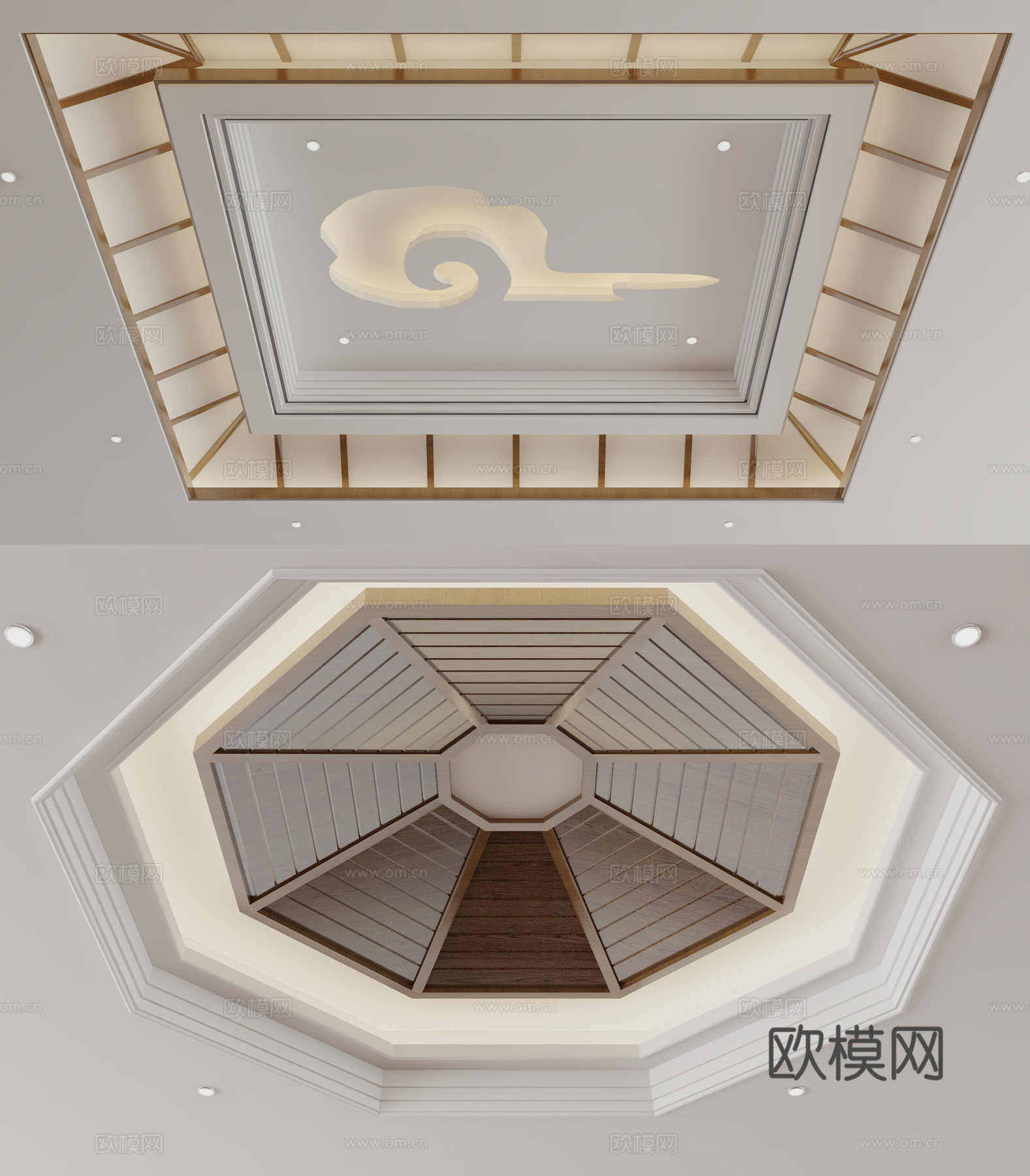 新中式天花吊顶3d模型