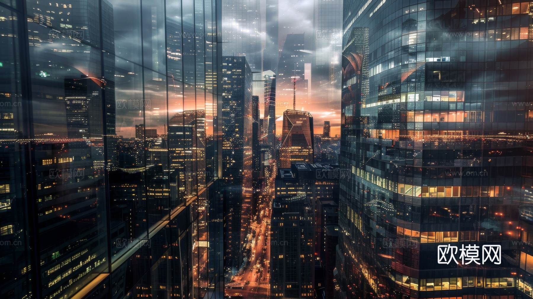 傍晚城市建筑都市风景下载（渲染图6）