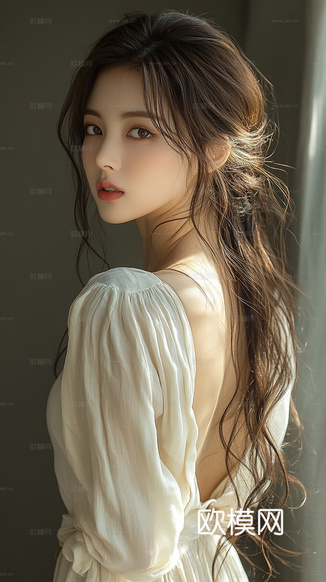 美女人物肖像挂画装饰画下载(渲染图1)