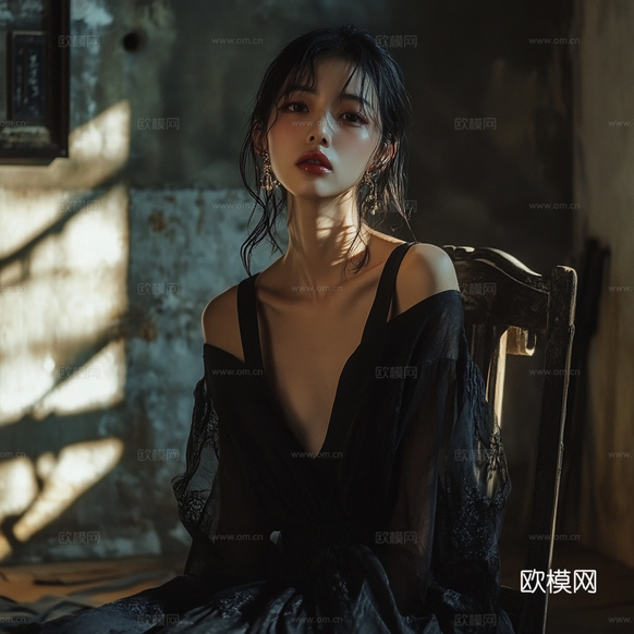 美女人物肖像挂画装饰画下载(渲染图3)
