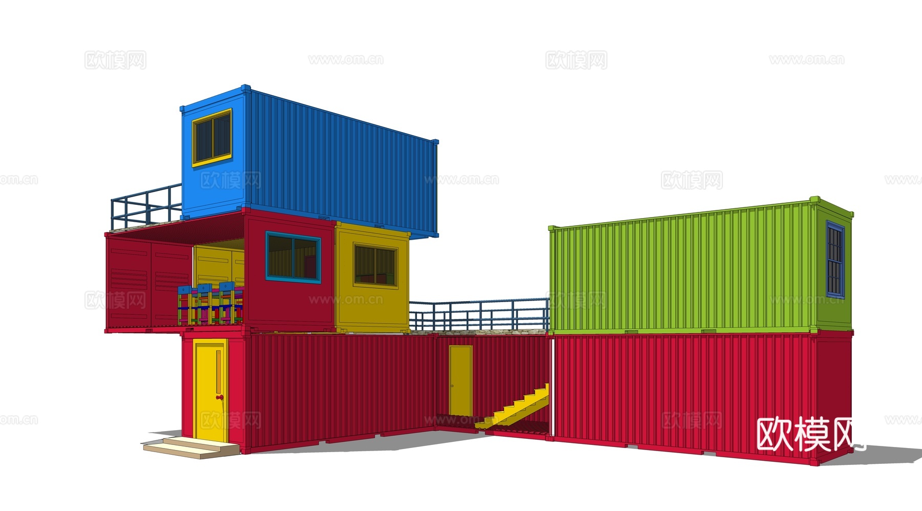 集装箱建筑 集装箱休息驿站 临时建筑su模型