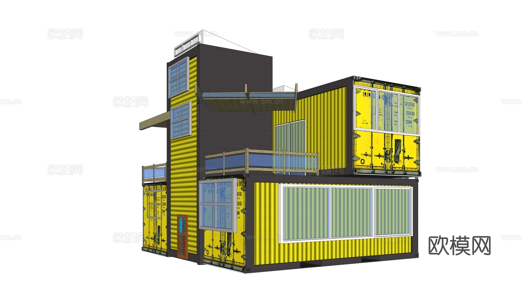 集装箱建筑 集装箱休息驿站 临时建筑su模型