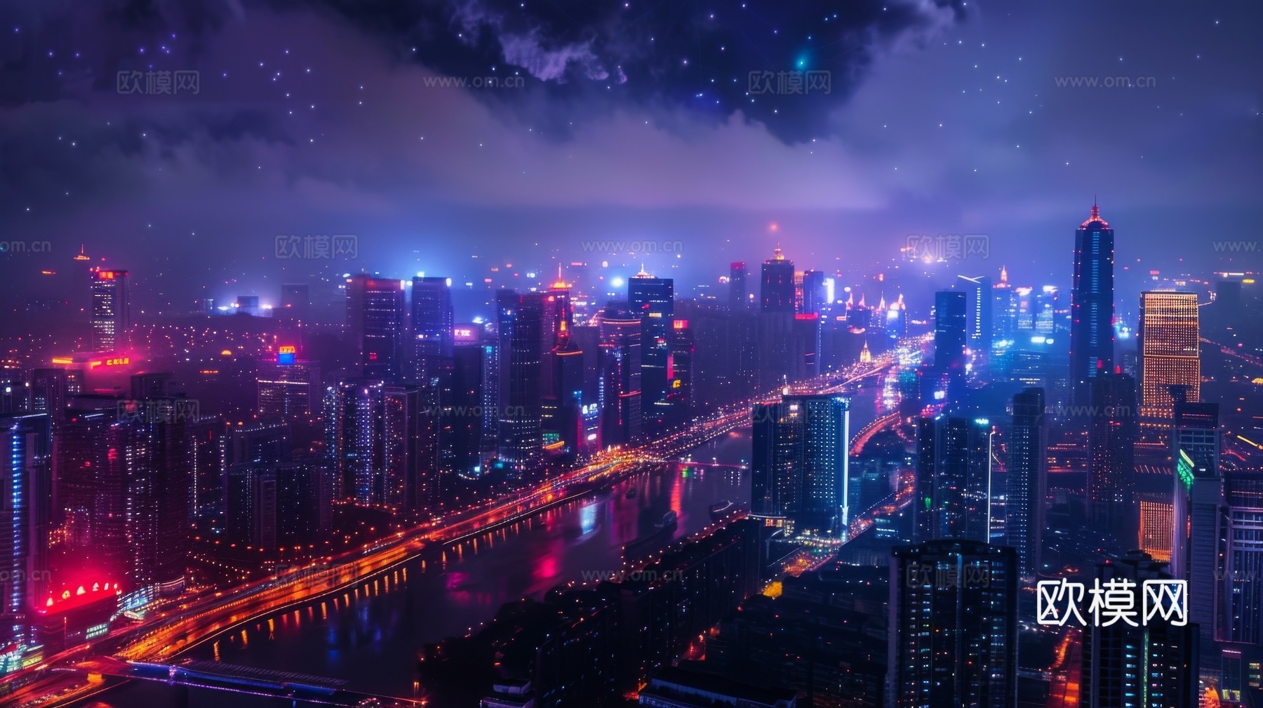 傍晚城市建筑都市风景