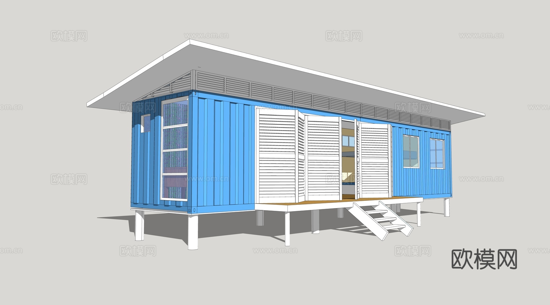 集装箱建筑 集装箱休息驿站 临时建筑su模型