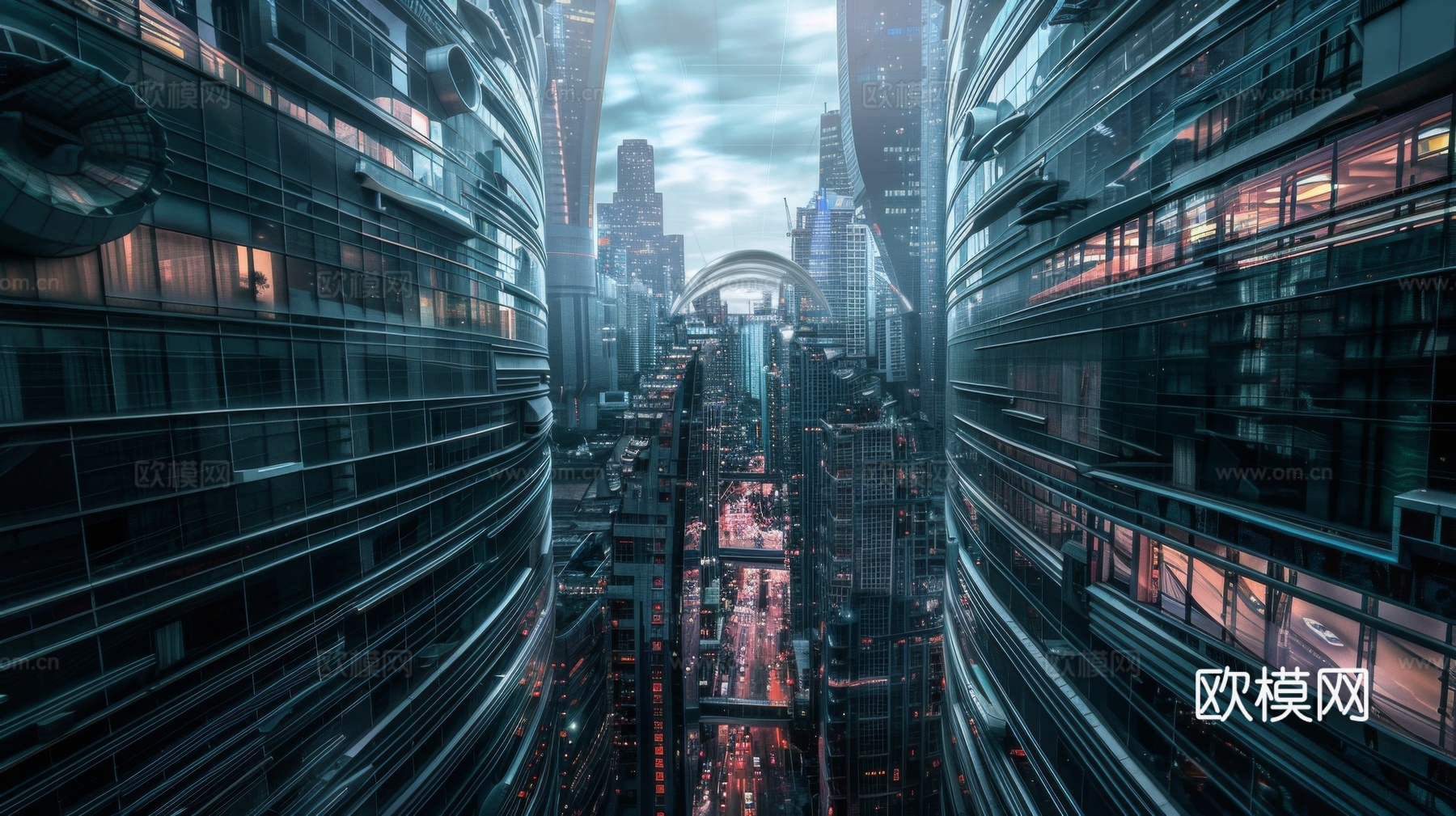 傍晚城市建筑都市风景下载（渲染图3）