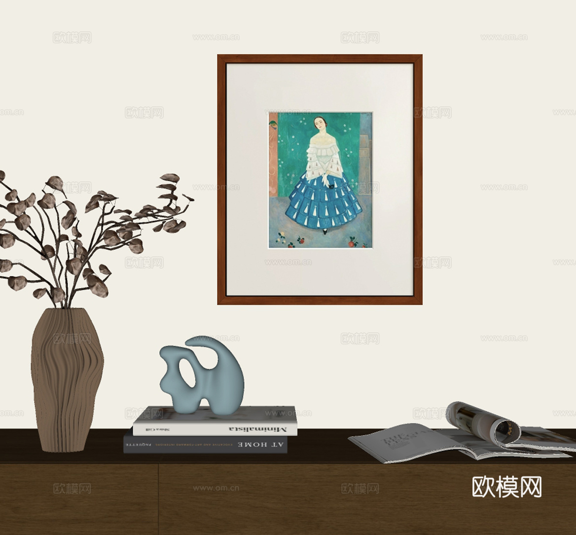 中古风艺术挂画 摆件su模型